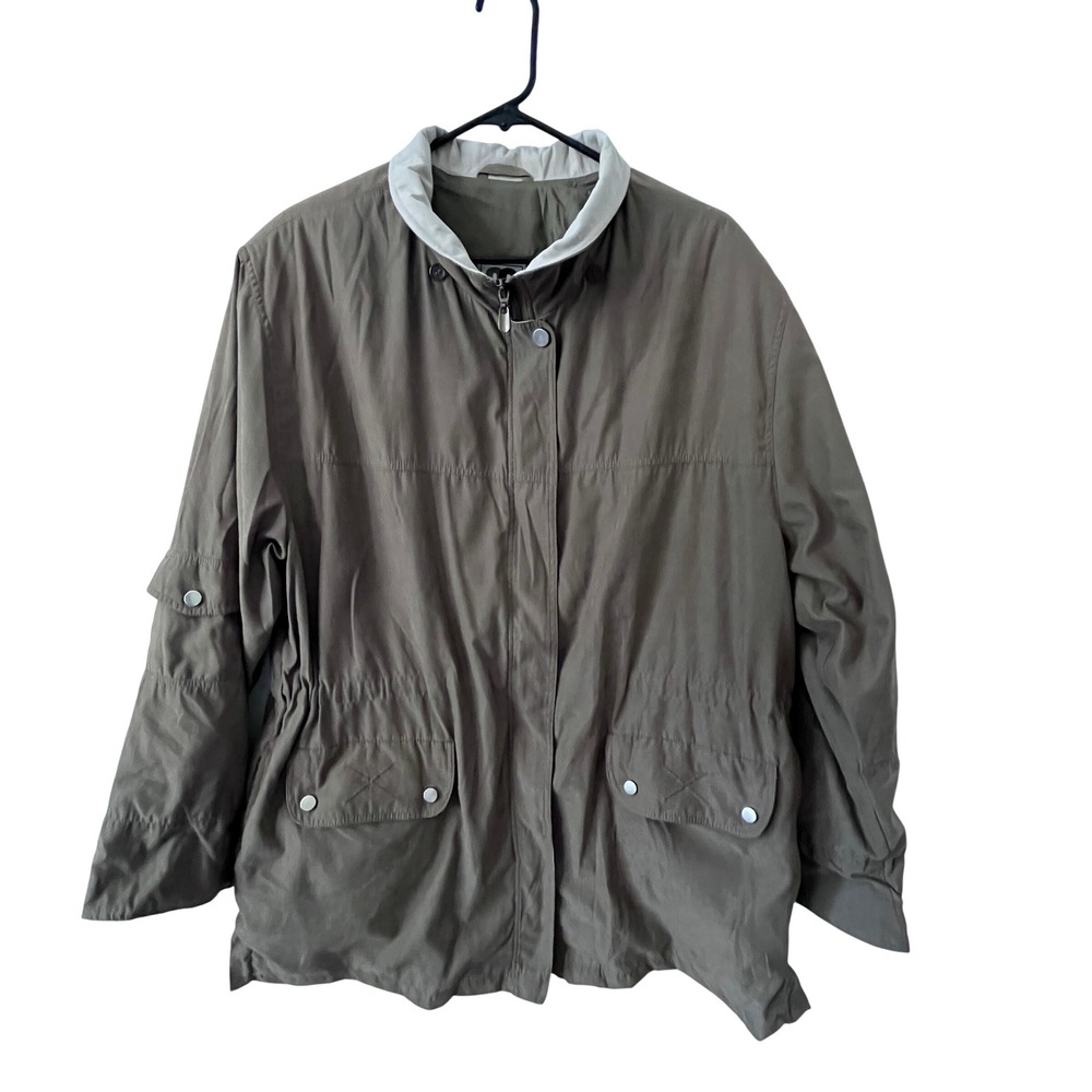 VTG CS Signature Women's XL Utility Rain Jacket Brown Anorak Coat Gorpcore